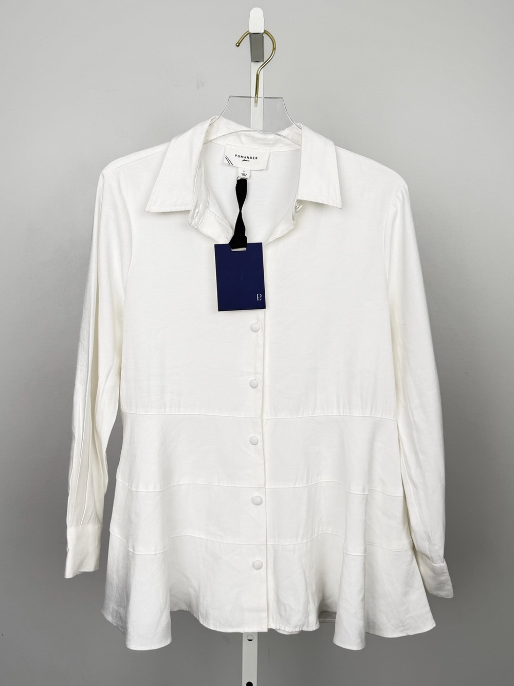 Tuckernuck White Button-Front Peplum Blouse NWT - Picture 2 of 7